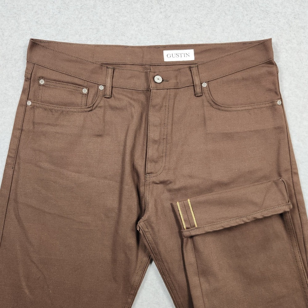 Gustin Selvedge Jeans 40 (Actual 38x36) Brown #567 Army California Straight USA